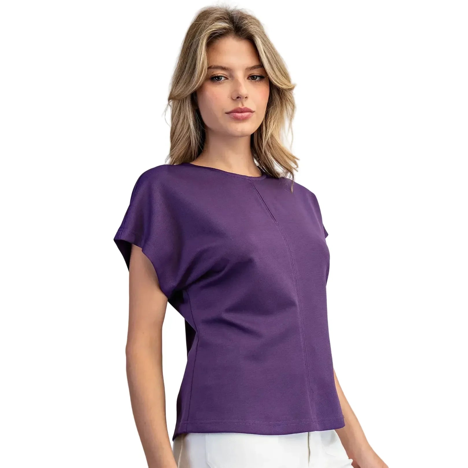 Women's ee:some Royal Purple Solid Front Keyhole Top TK14985-PURP