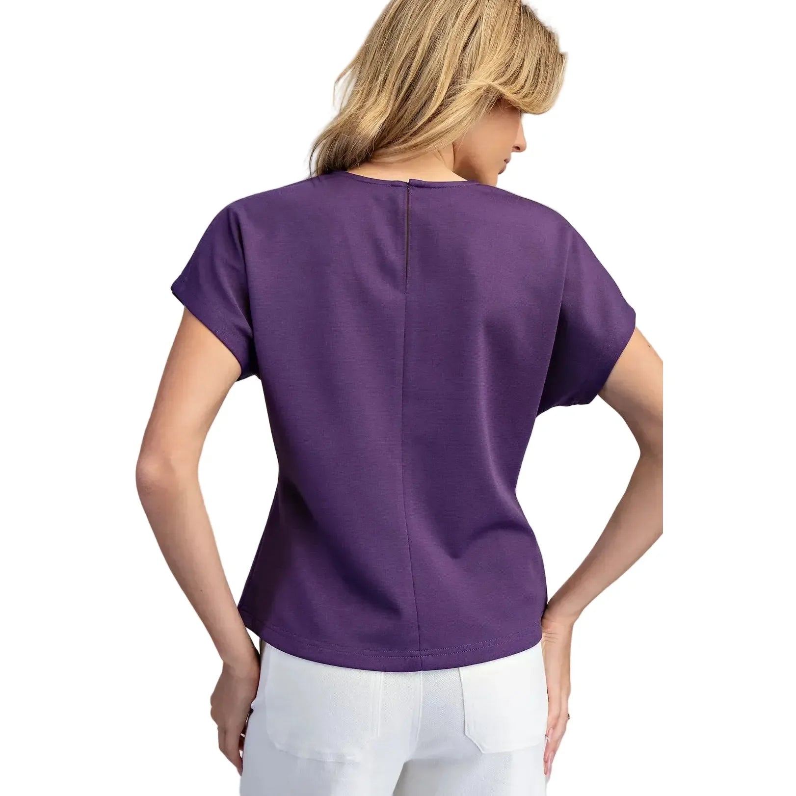 Women's ee:some Royal Purple Solid Front Keyhole Top TK14985-PURP