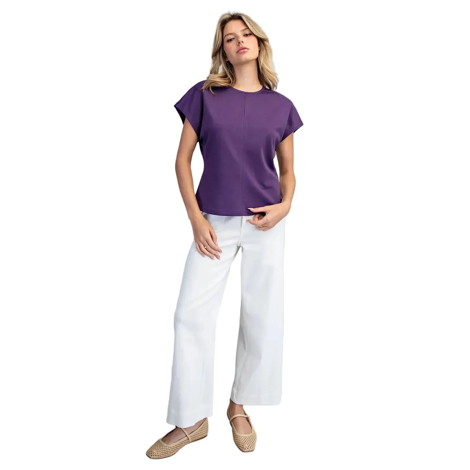 Women's ee:some Royal Purple Solid Front Keyhole Top TK14985-PURP