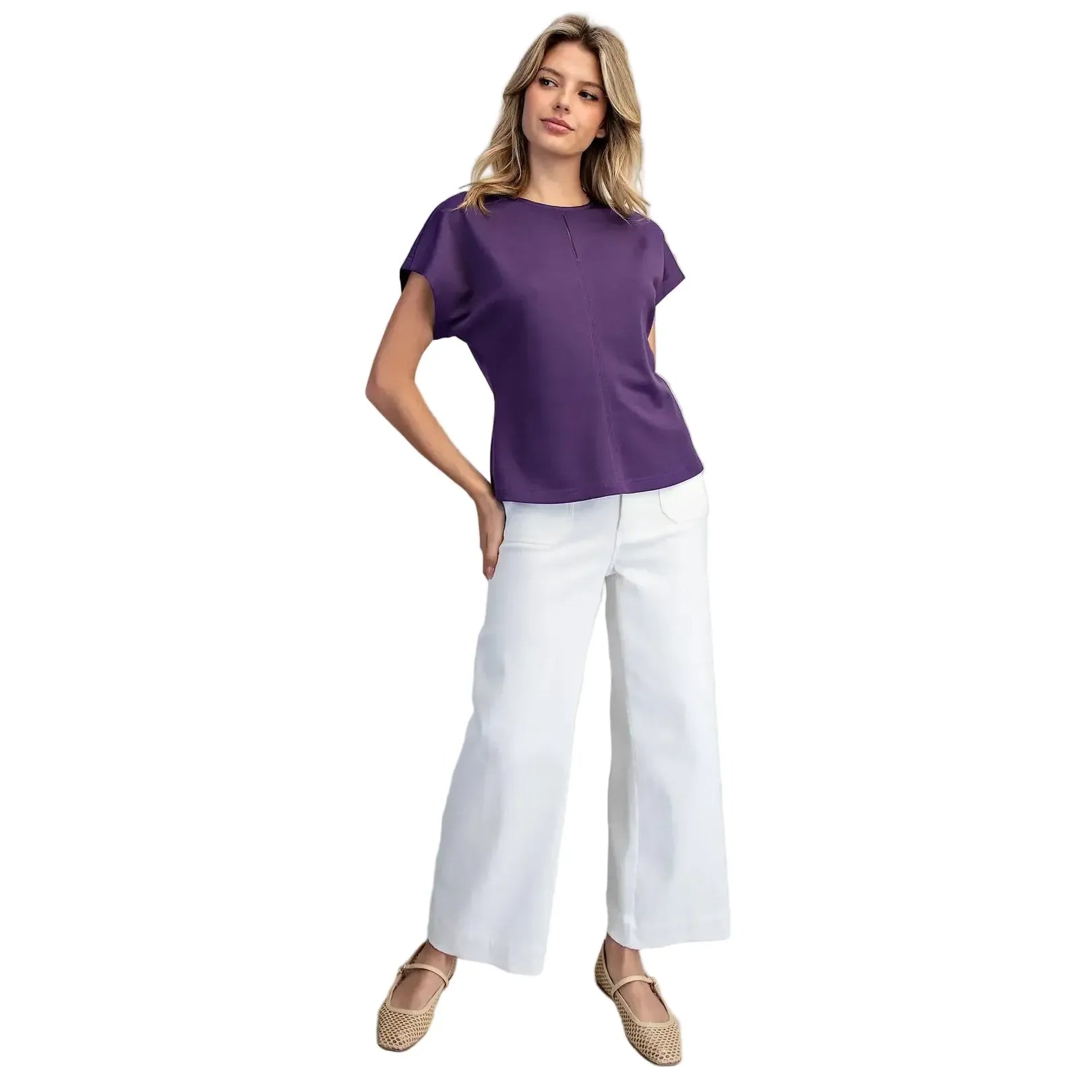 Women's ee:some Royal Purple Solid Front Keyhole Top TK14985-PURP