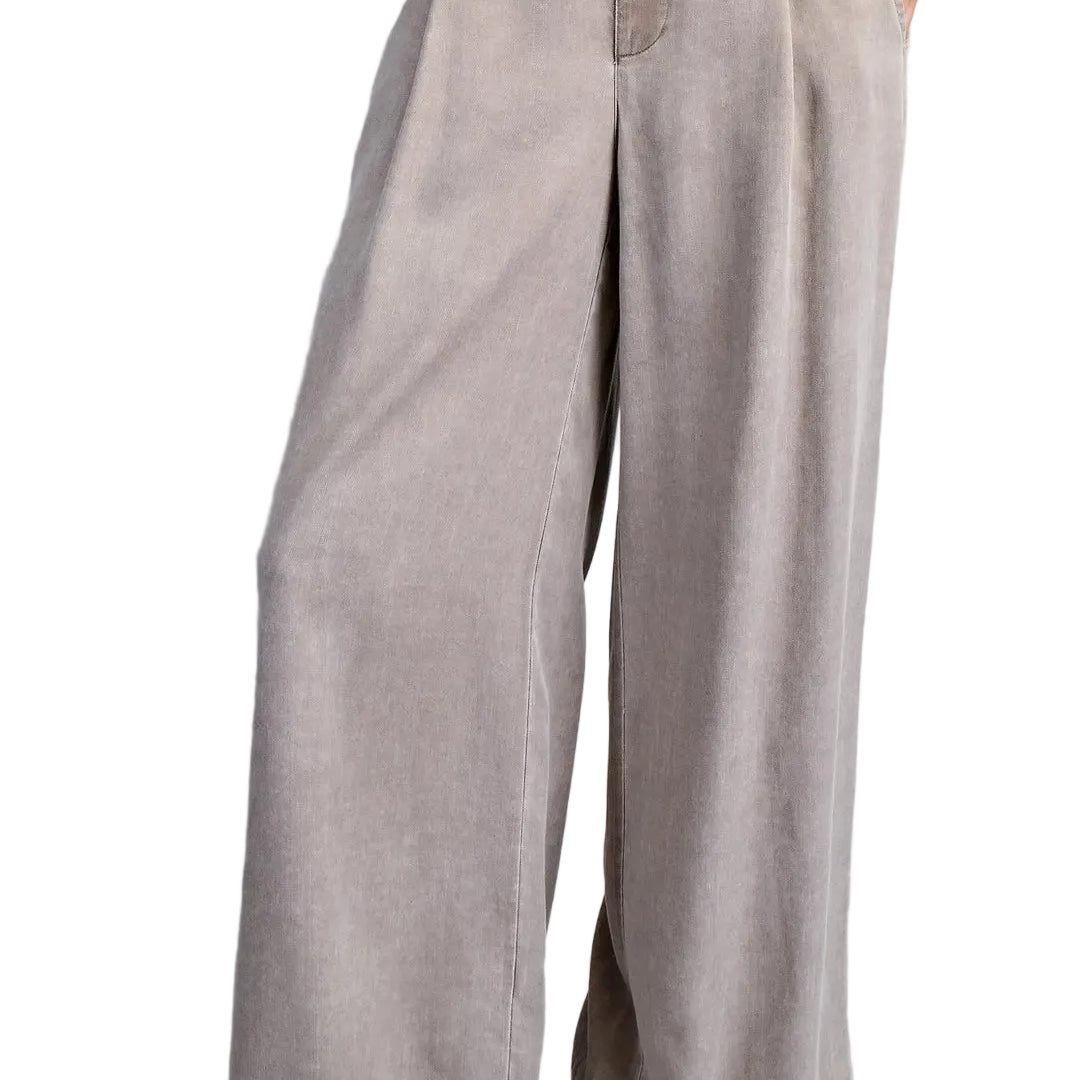 Women's ee:some Hazelnut Zipper Front Wide Leg Pants PK16064-HAZEL