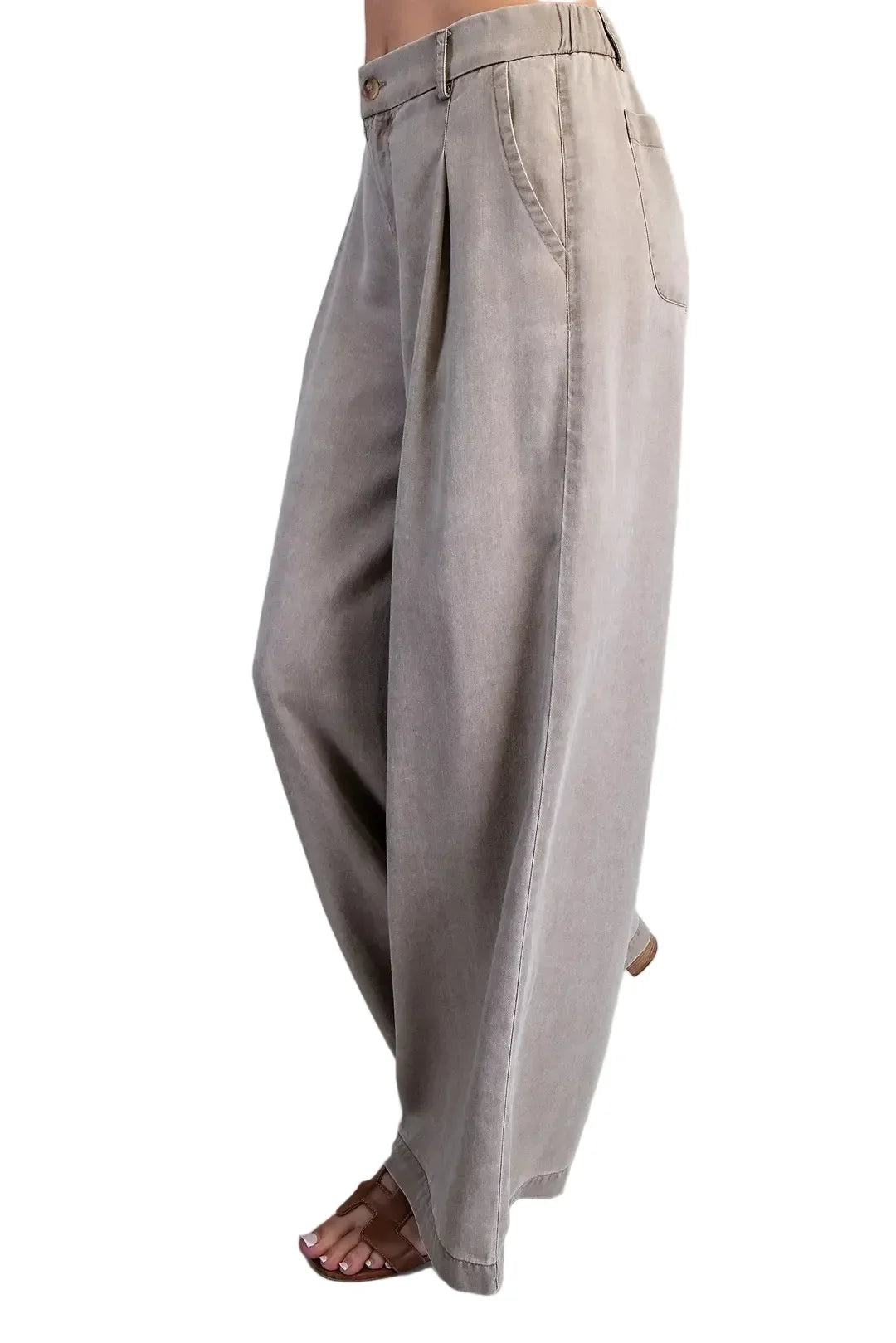 Women's ee:some Hazelnut Zipper Front Wide Leg Pants PK16064-HAZEL