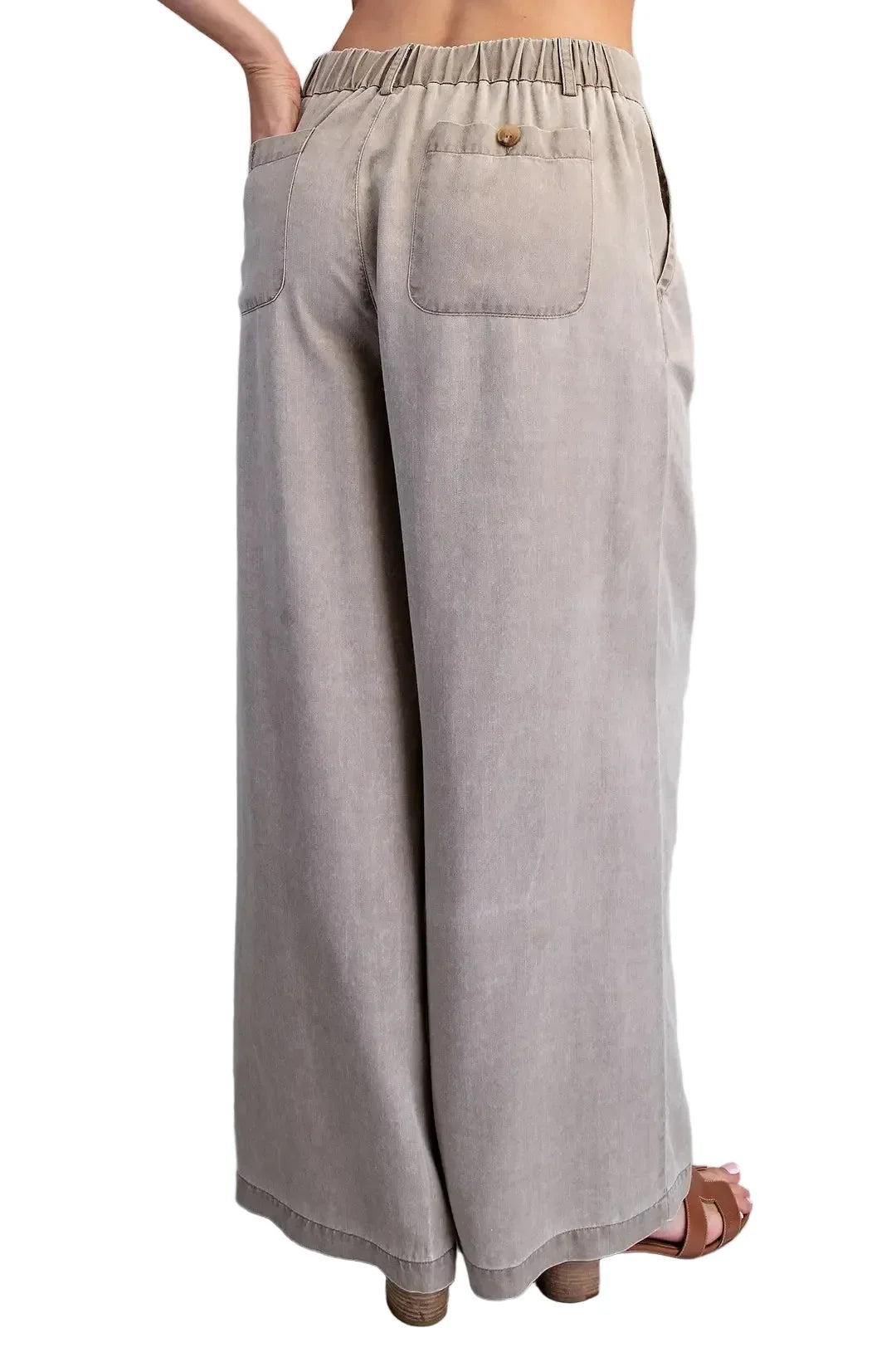 Women's ee:some Hazelnut Zipper Front Wide Leg Pants PK16064-HAZEL