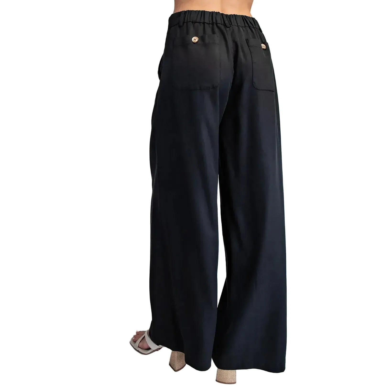 Women's ee:some Ash Black Zipper Front Wide Leg Pants PK16064-ASHBLK