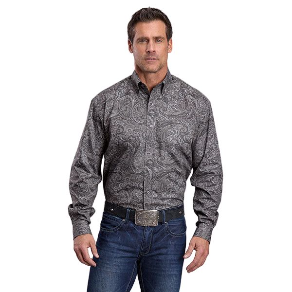 Men's Stetson Long Sleeve Button Up Smoke Paisley Shirt 11-001-0526-1046