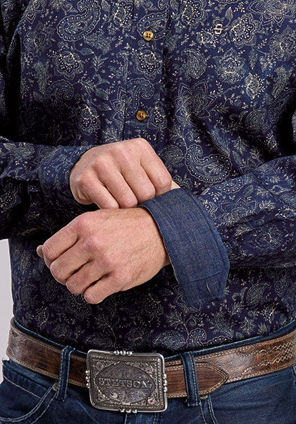 Men's Stetson Navy Button Down Shirt 11-001-0526-1071