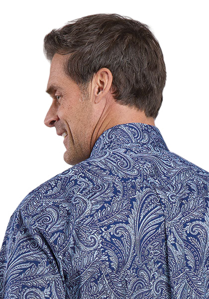 Men's Stetson Blue Plume Paisley Long Sleeve Button Up Shirt 11-001-0526-6047
