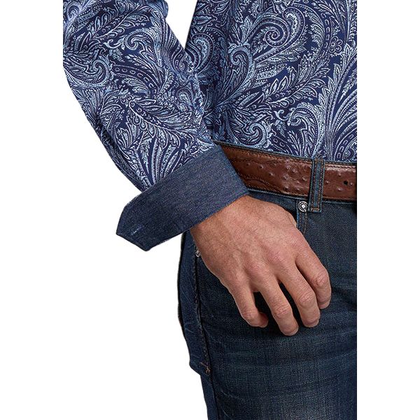 Men's Stetson Blue Plume Paisley Long Sleeve Button Up Shirt 11-001-0526-6047