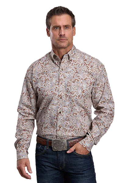 Stetson Men's Long Sleeve Saddle Paisley Button Down Shirt 11-001-0526-6054