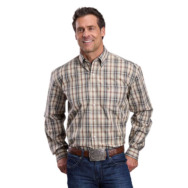 Men's Stetson Long Sleeve Winter Wheat Plaid Button Up Shirt 11-001-0579-1027