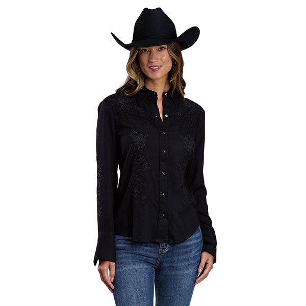 Women's Roper Black Long Sleeve Snap Shirt