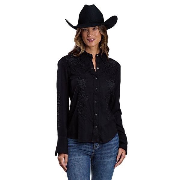Women's Roper Black Long Sleeve Snap Shirt