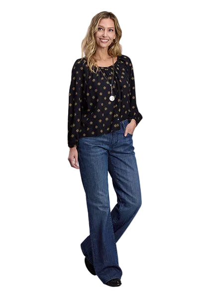 Stetson Women's Black "Four Winds" Long Sleeve Blouse 11-050-0590-7050