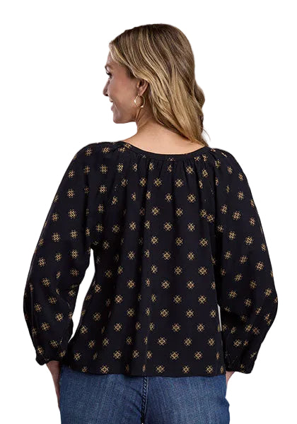 Stetson Women's Black "Four Winds" Long Sleeve Blouse 11-050-0590-7050