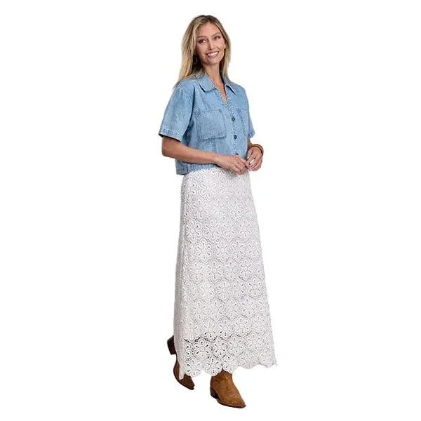 Women's Stetson Short Sleeve Cropped Denim Button Up Top 11-051-0565-5022