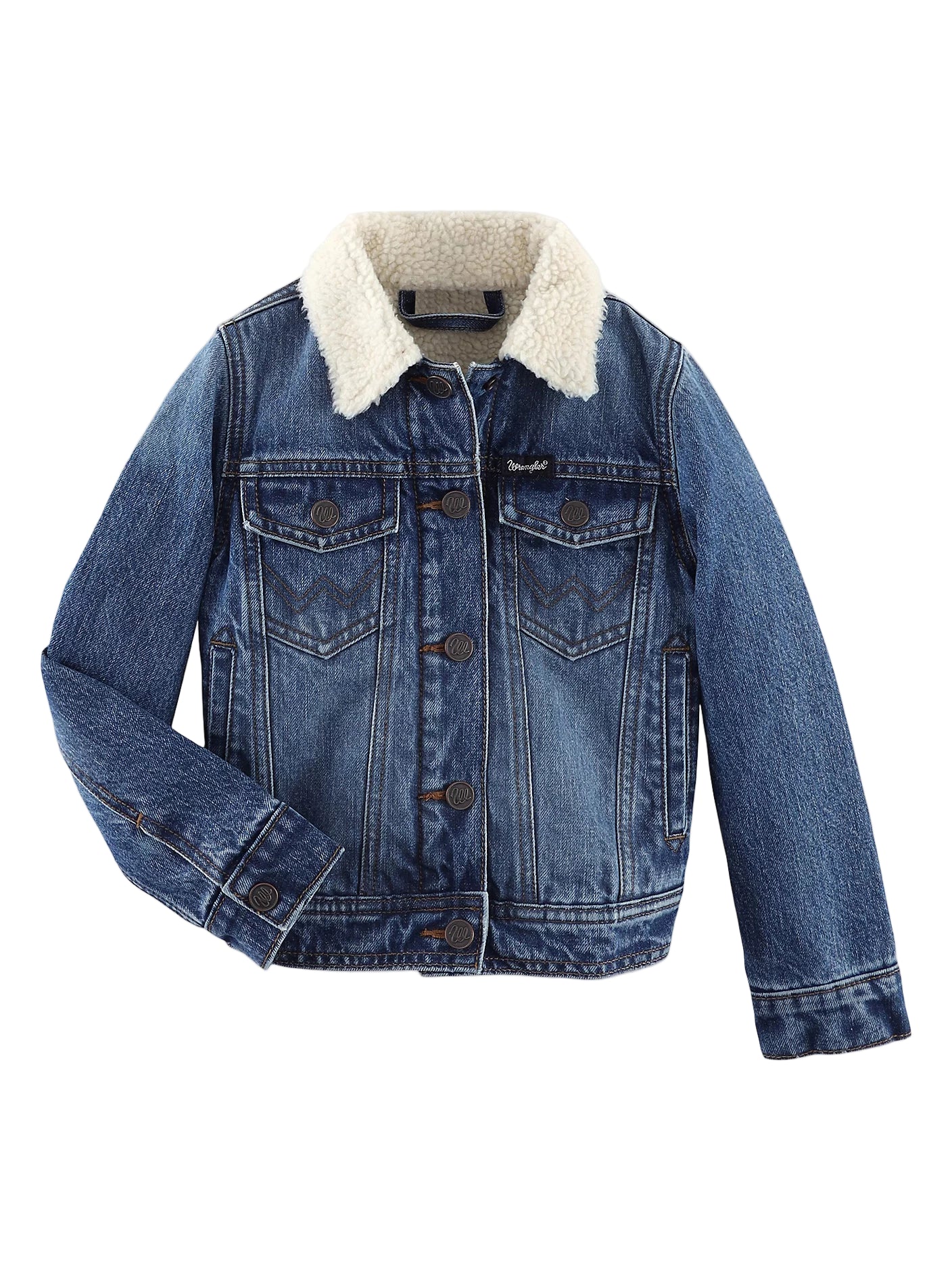Girl's Wrangler Sherpa Lined Denim Trucker Jacket 112335518