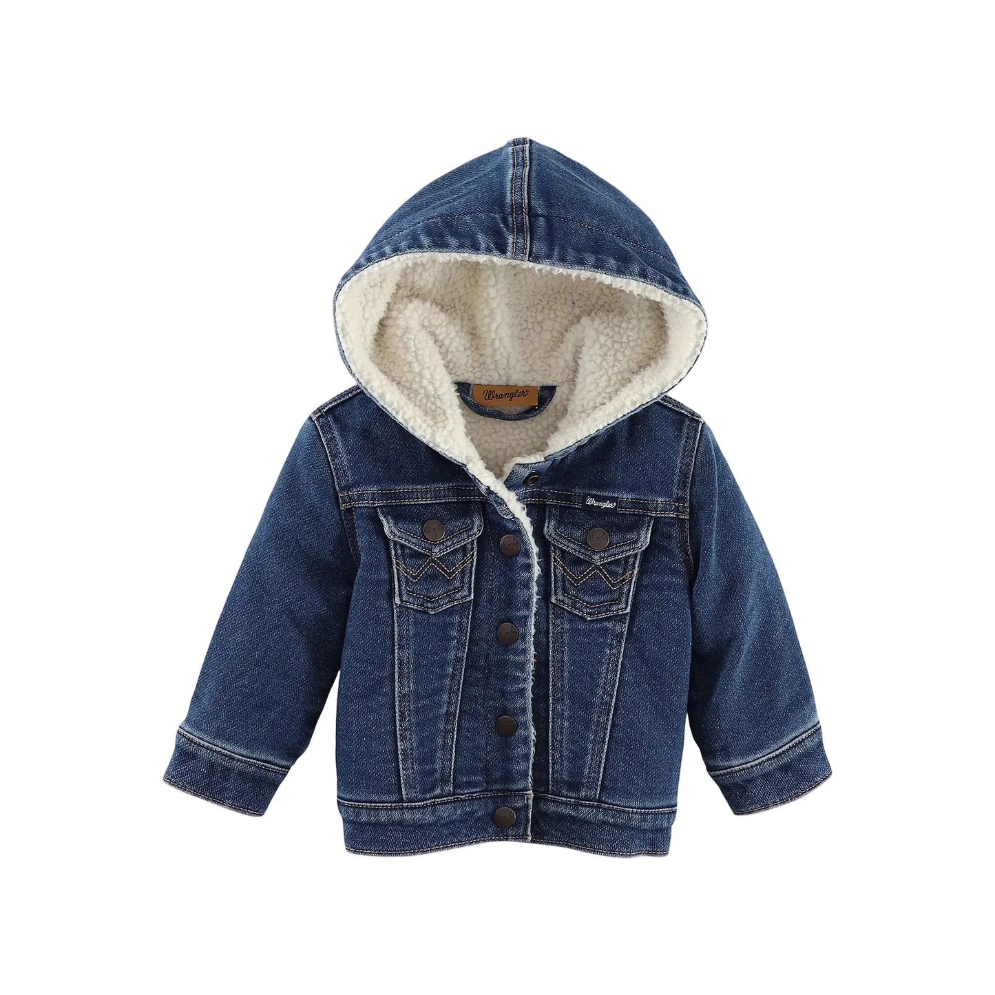 Girl's Wrangler Sherpa Lined Hooded Denim Jacket 112335833