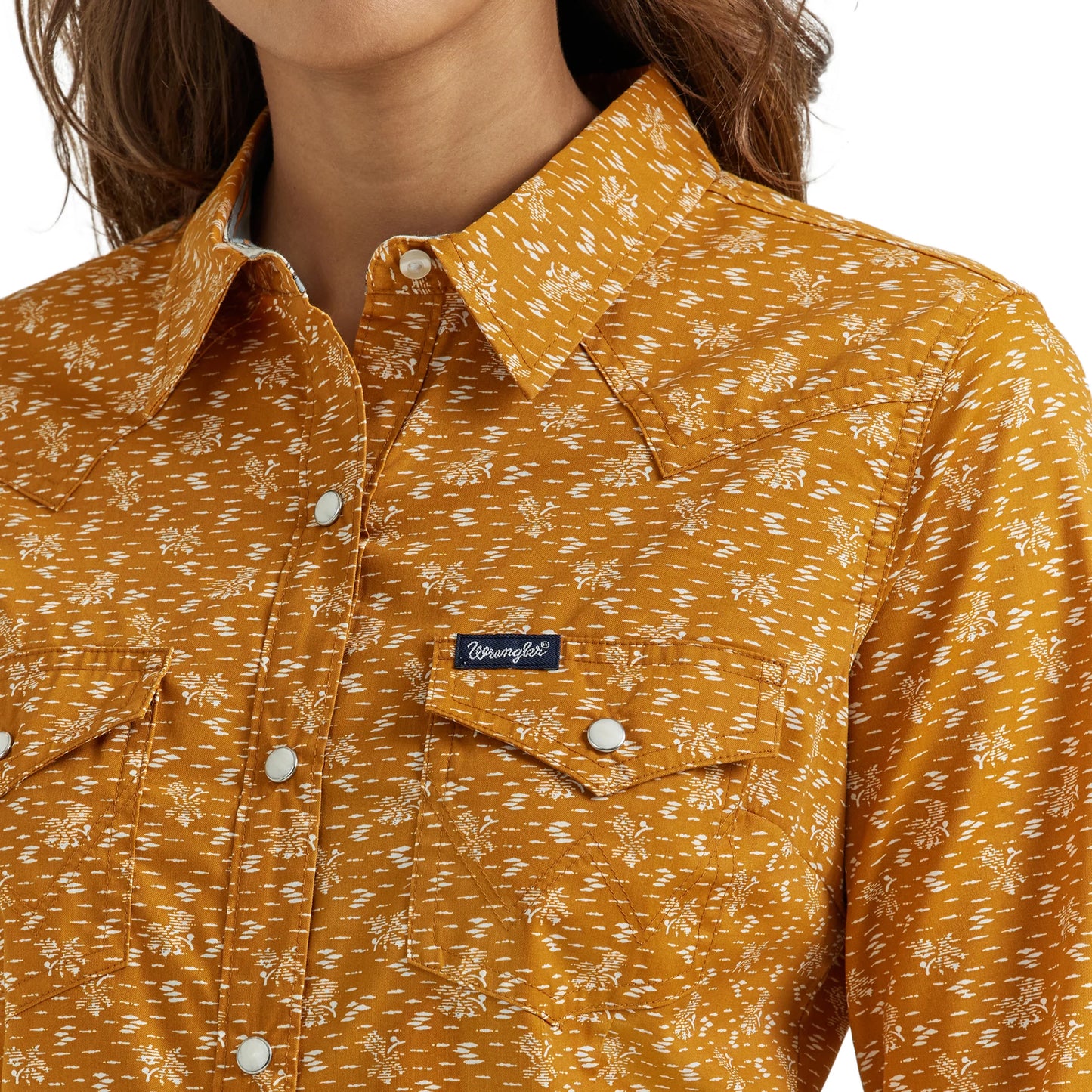Women's Wrangler® Western Dress Snap Shirt 112353165 - Crazy House Western Wear