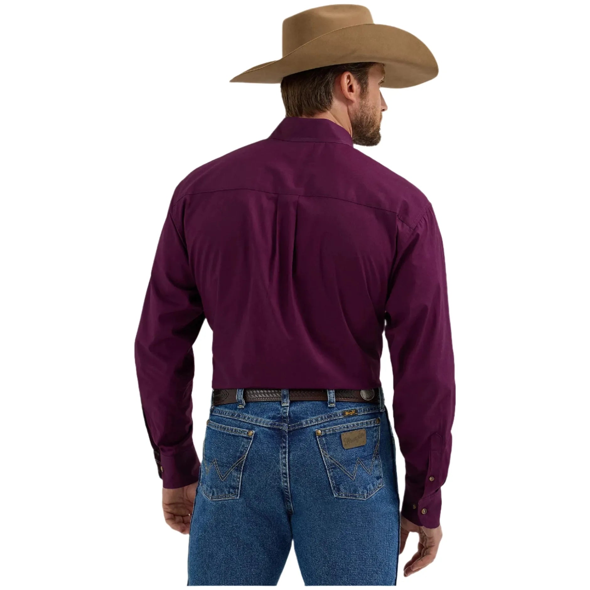 Men's Wrangler George Strait Solid One Pocket Button Down Shirt 2356611 - Crazy House Western Wear