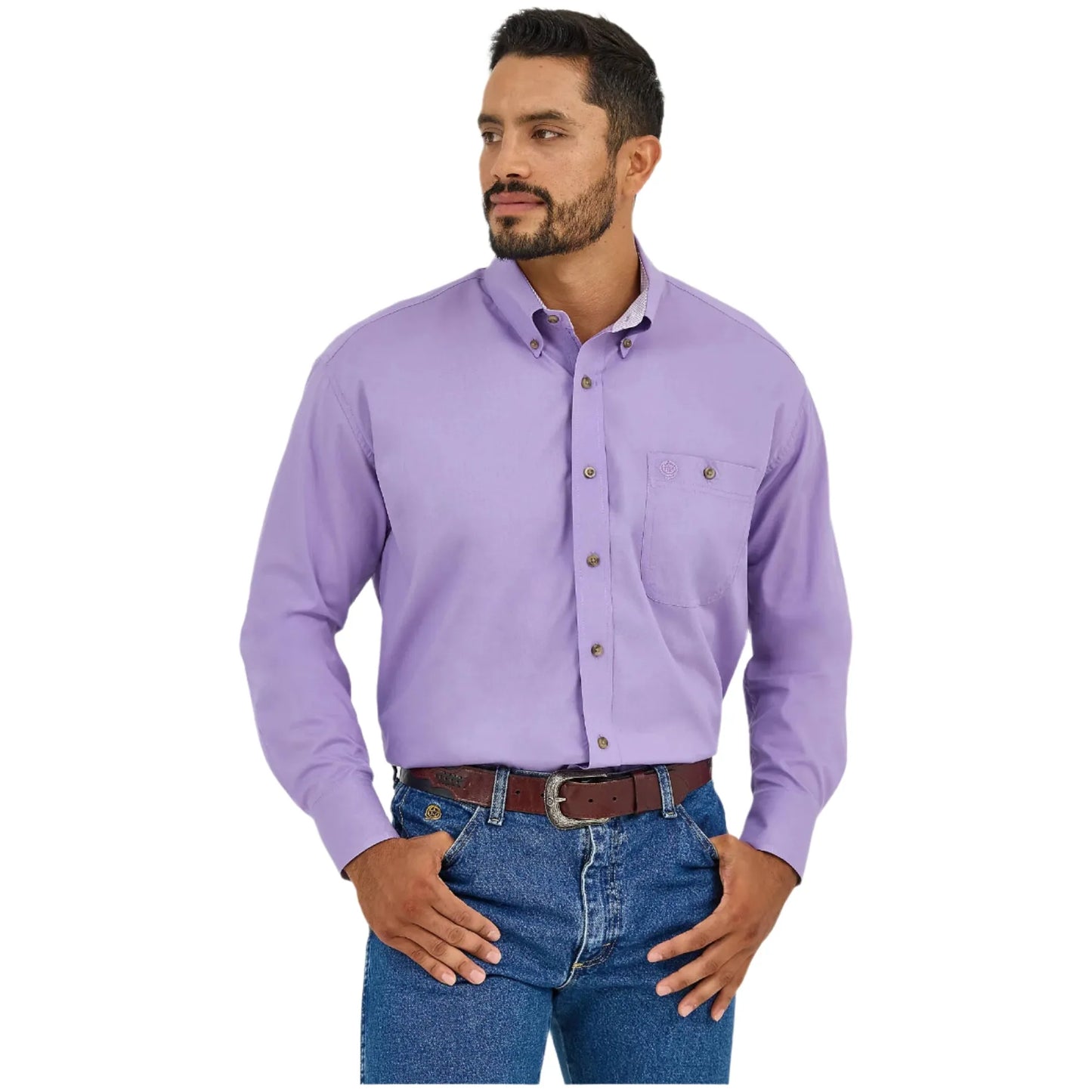 Men's Wrangler George Strait™ Solid One Pocket Button Down Shirt 112365382