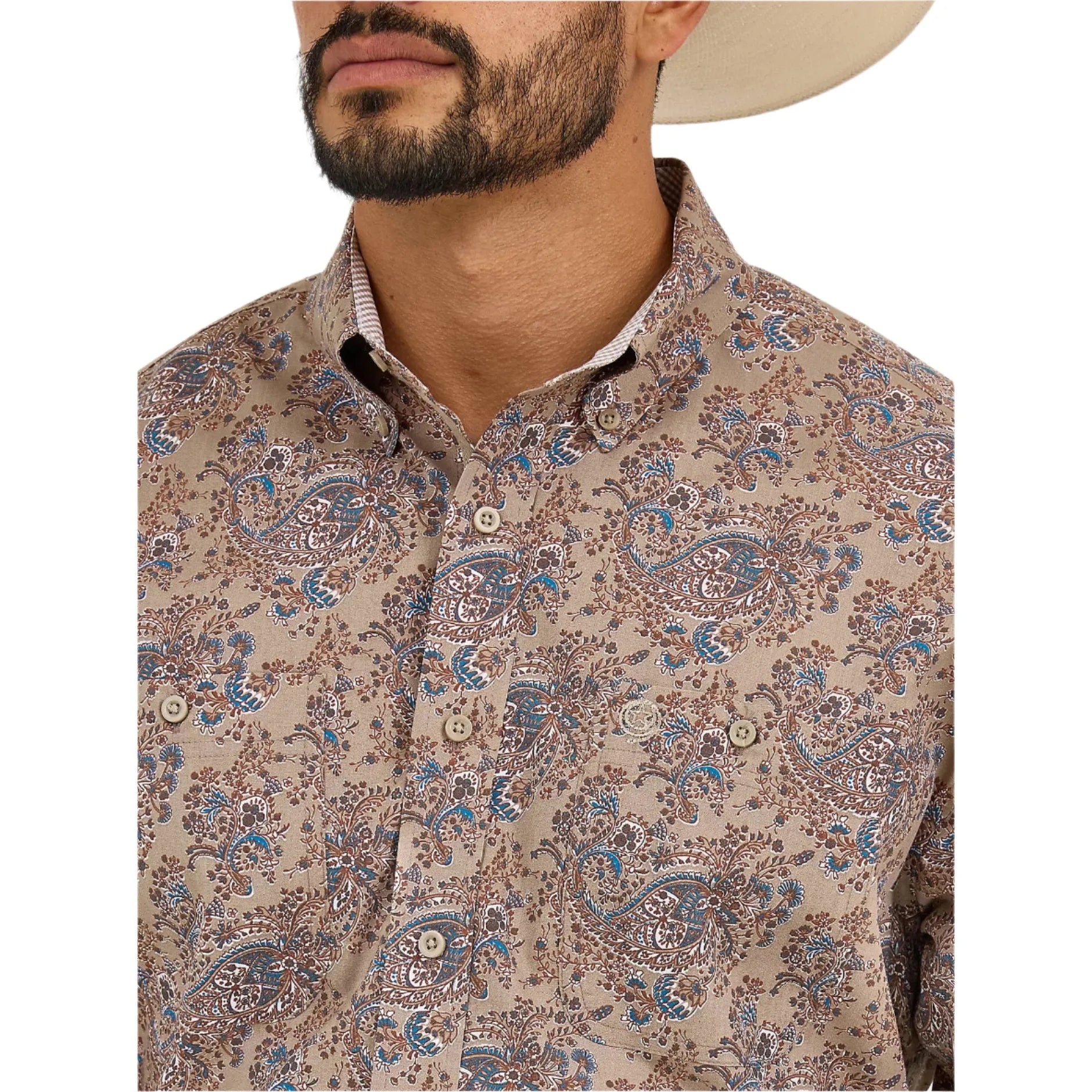 Men's Wrangler George Strait™ Long Sleeve Button Down Two Pocket Shirt 112365403 - Crazy House Western Wear