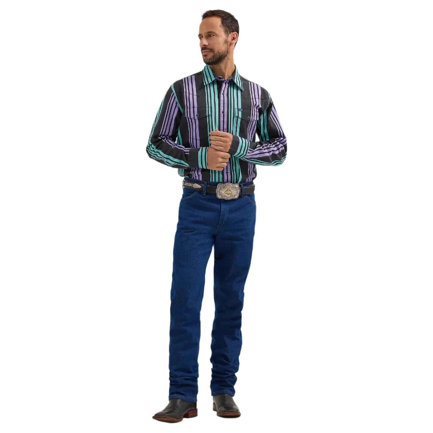 Men's Wrangler Vintage-Inspired Brushpopper Western Snap Workshirt 112365613