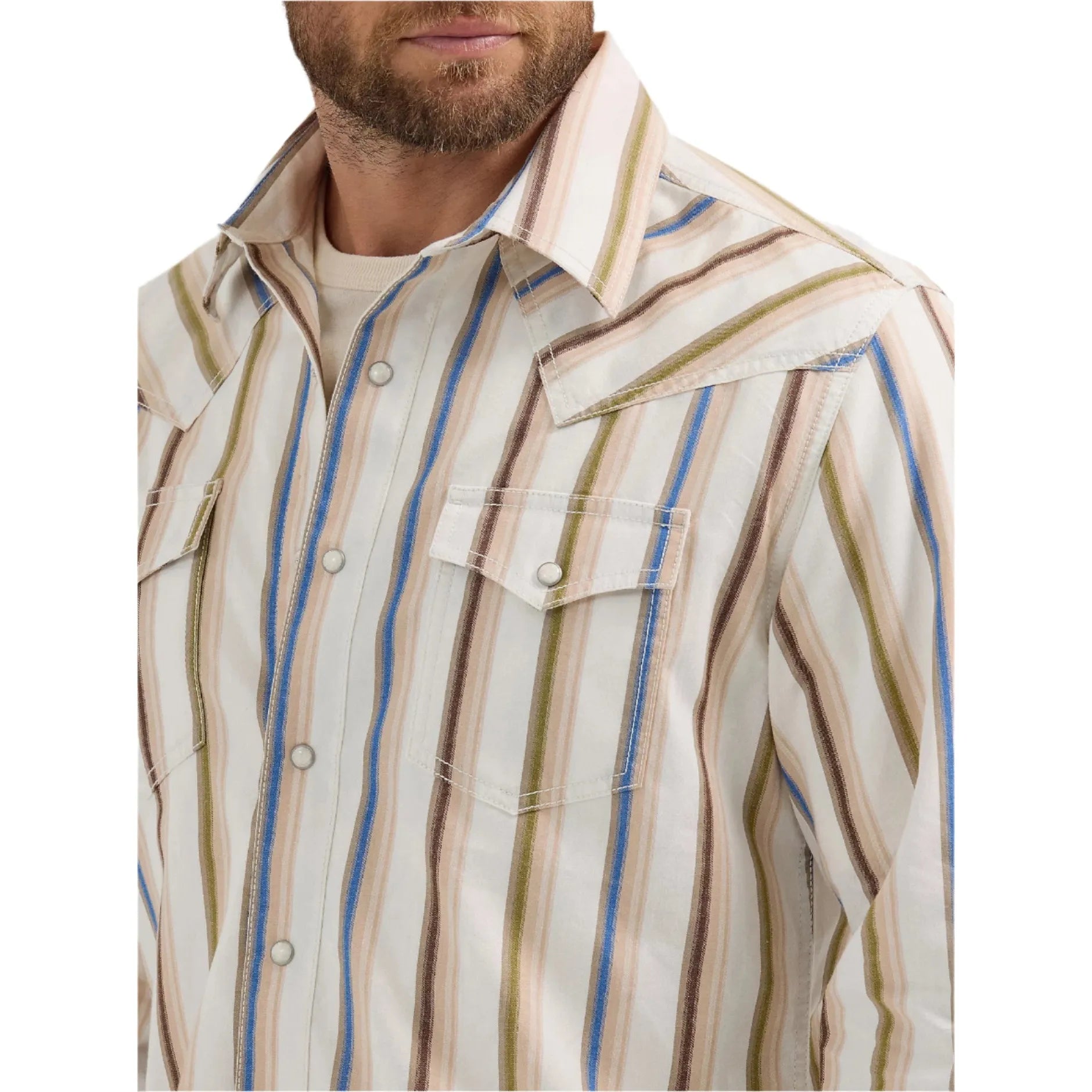 Men's Wrangler Retro® Premium Brushpopper Stripe Western Snap Shirt 112365630 - Crazy House Western Wear