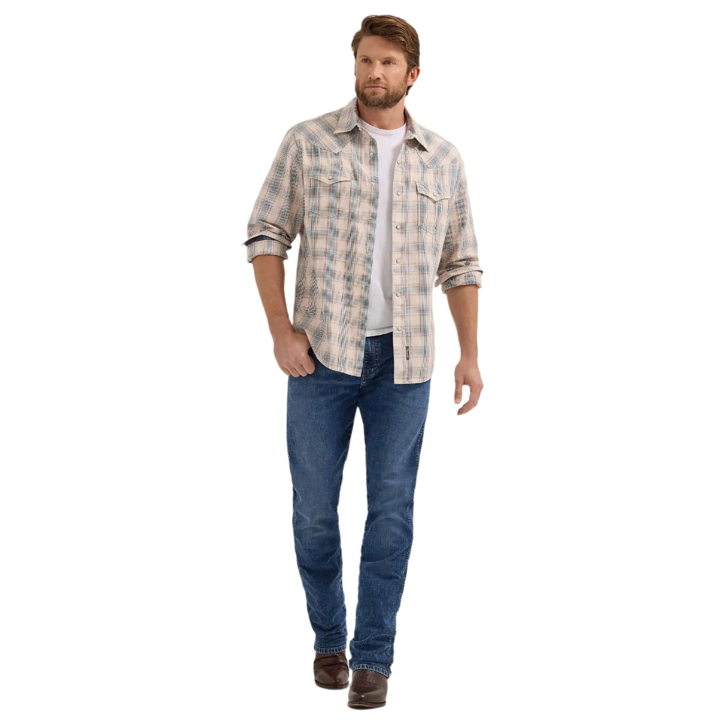 Men's Wrangler Wrangler Retro® Premium Long Sleeve Western Snap Plaid Shirt 112365632