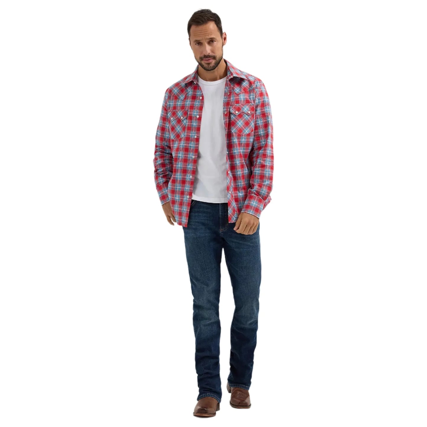 Men's Wrangler Retro® Long Sleeve Sawtooth Snap Pocket Western Shirt 112365832