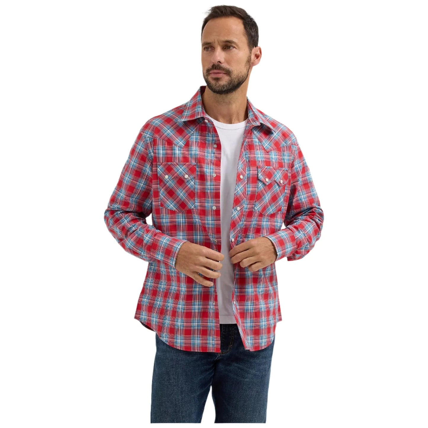 Men's Wrangler Retro® Long Sleeve Sawtooth Snap Pocket Western Shirt 112365832