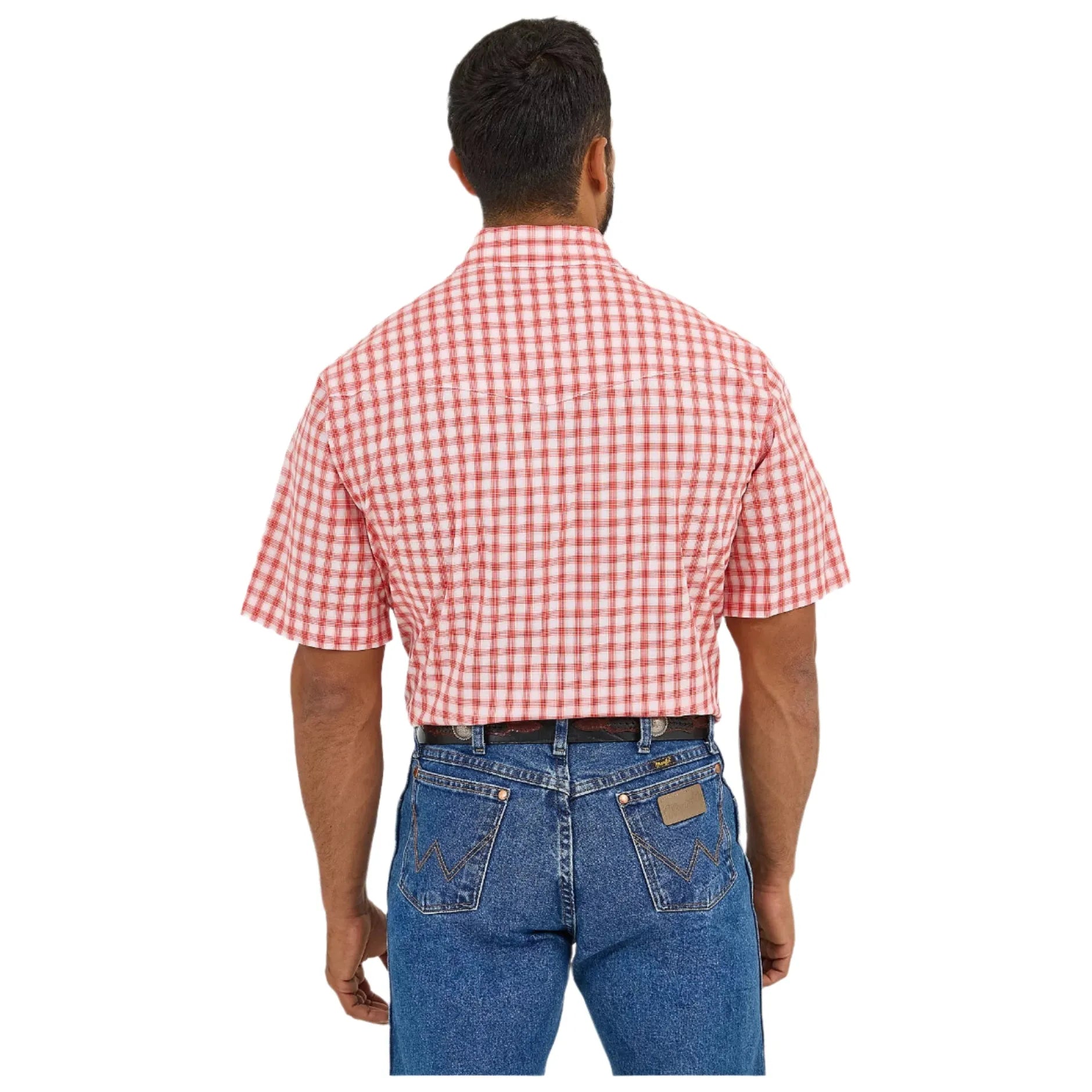 Men's Wrangler Resist Short Sleeve Western Snap Plaid Shirt 112365851 - Crazy House Western Wear