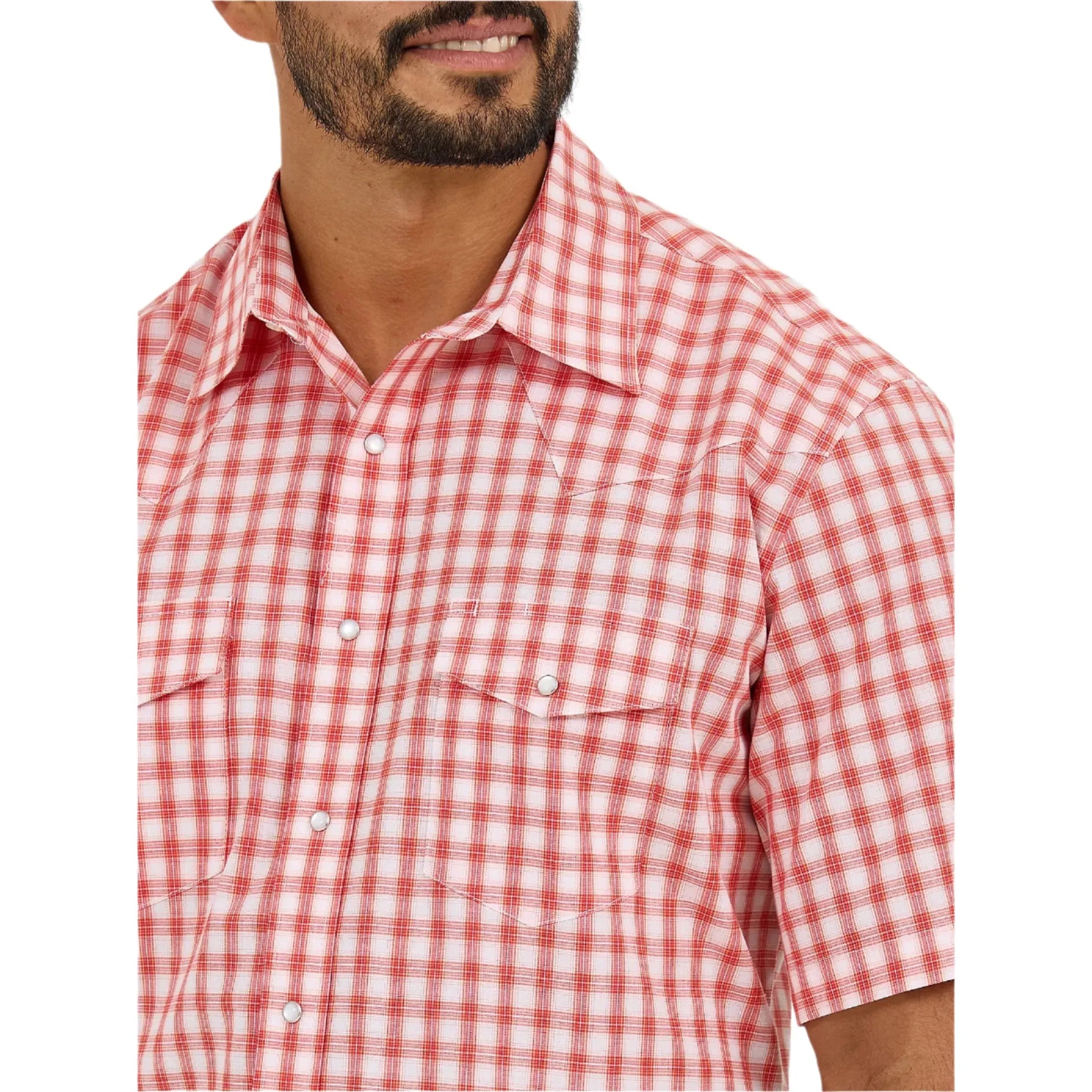 Men's Wrangler Resist Short Sleeve Western Snap Plaid Shirt 112365851 - Crazy House Western Wear