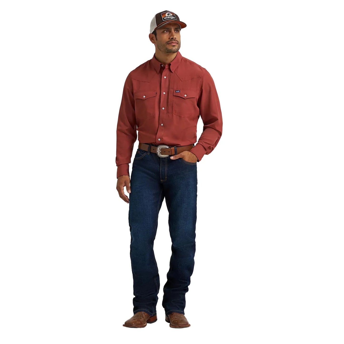 Men's Wrangler Performance Snap Long Sleeve Solid Shirt 112368050