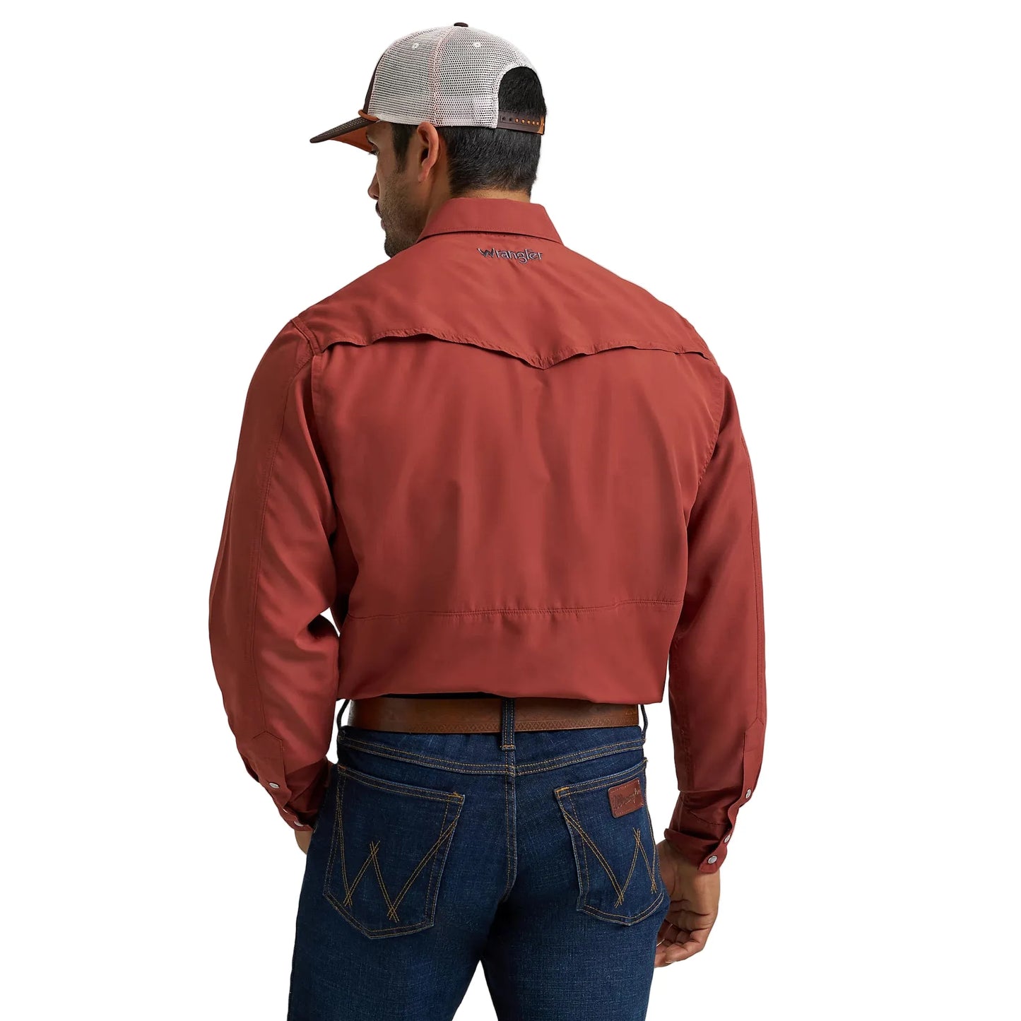 Men's Wrangler Performance Snap Long Sleeve Solid Shirt 112368050