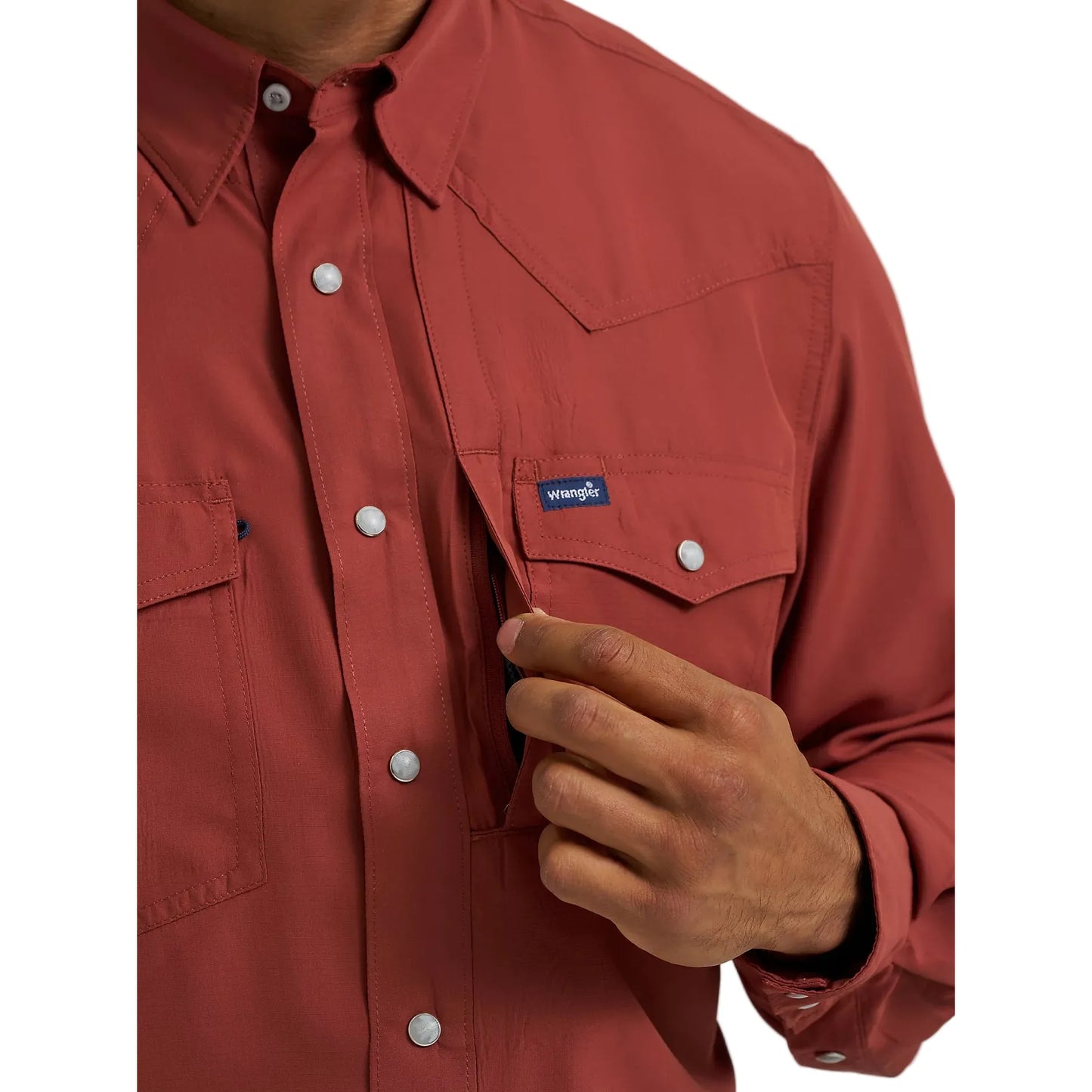 Men's Wrangler Performance Snap Long Sleeve Solid Shirt 112368050