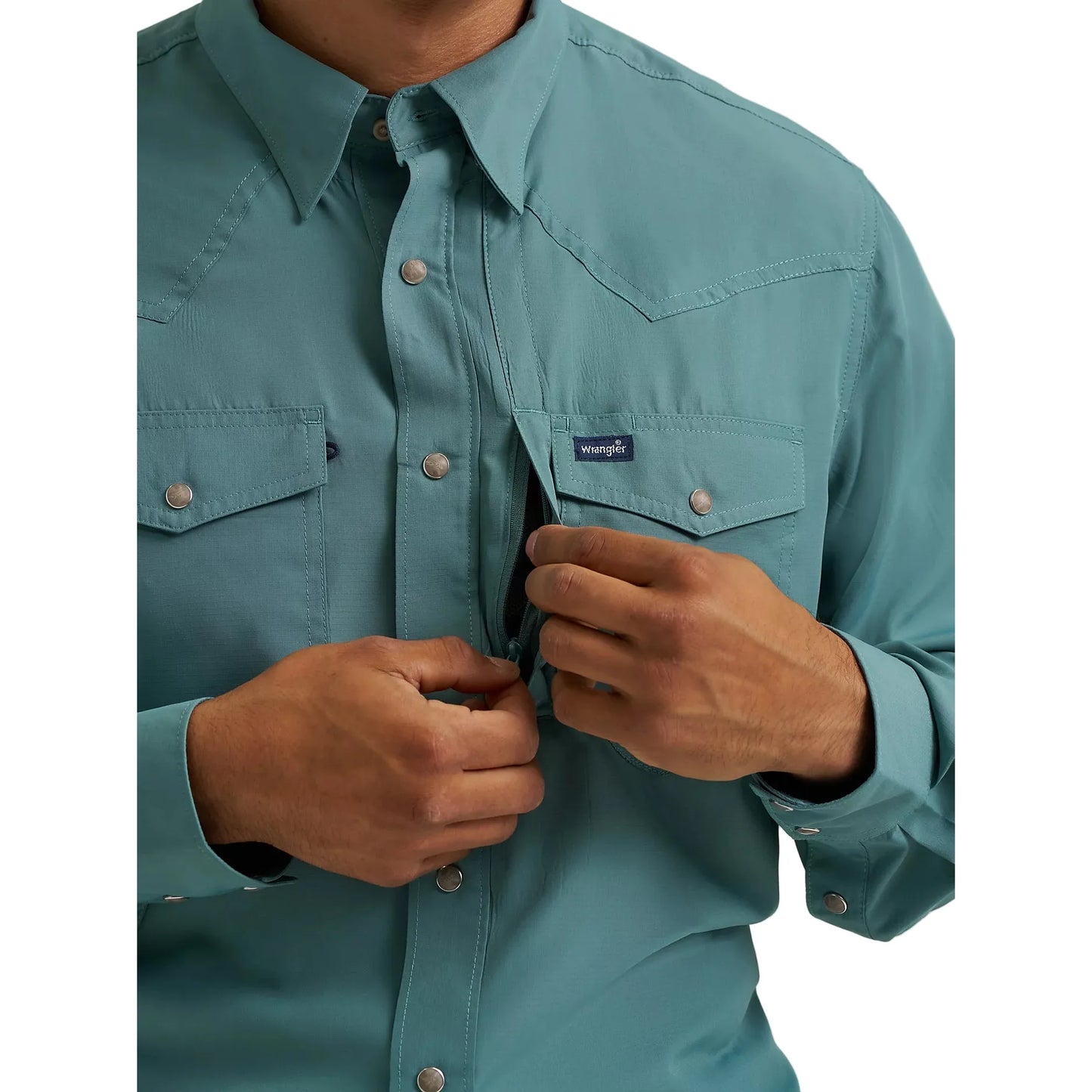 Men's Wrangler Performance Snap Long Sleeve Solid Shirt 112368052