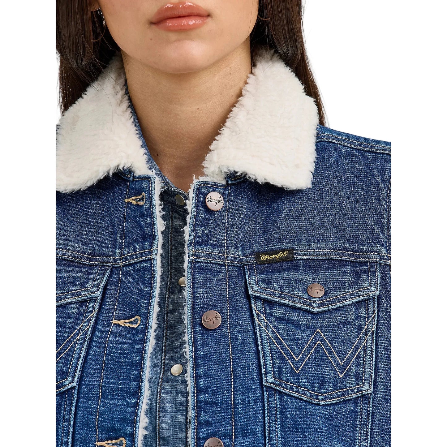 Women's Wrangler Sherpa Lined Denim Vest 112368298