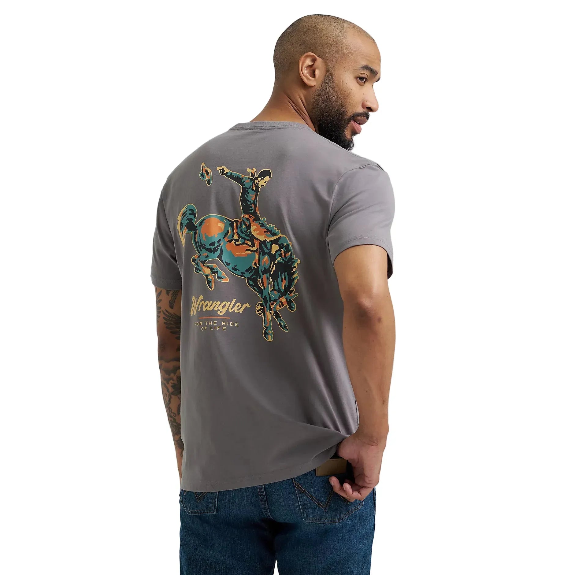 Men's Wrangler Bucking Cowboy Back Graphic T-Shirt