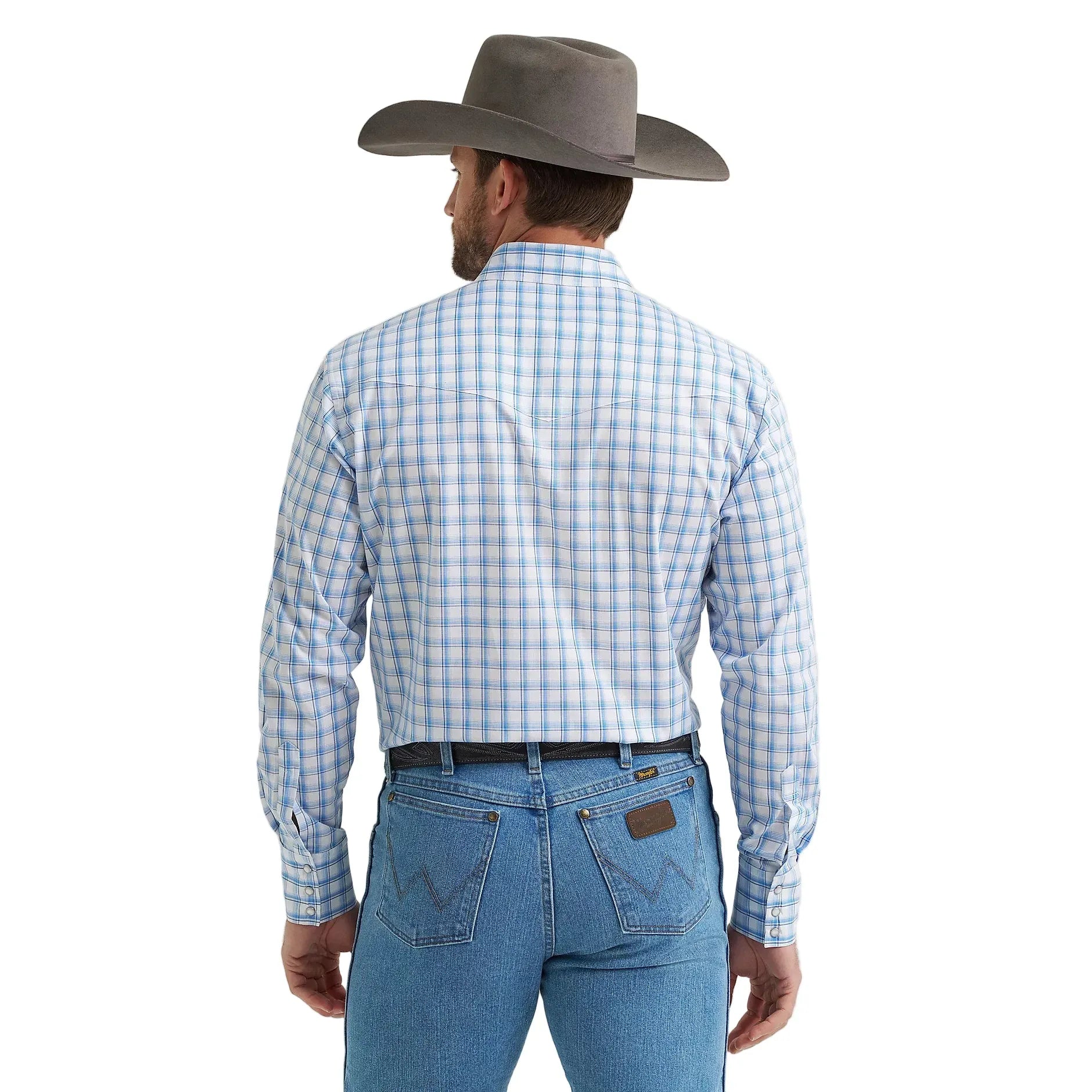 Men's Wrangler Wrinkle Resist Long Sleeve Western Snap Plaid Shirt