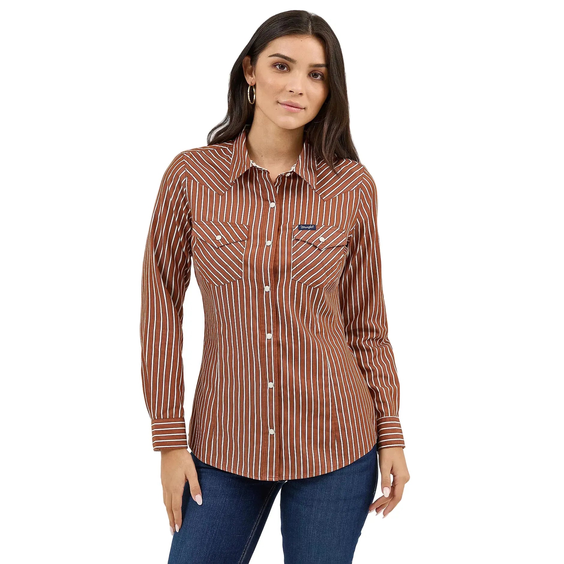 Wrangler Women's Rust Stripe Shirt, XL Wrangler Women's Rust Stripe Shirt, XL