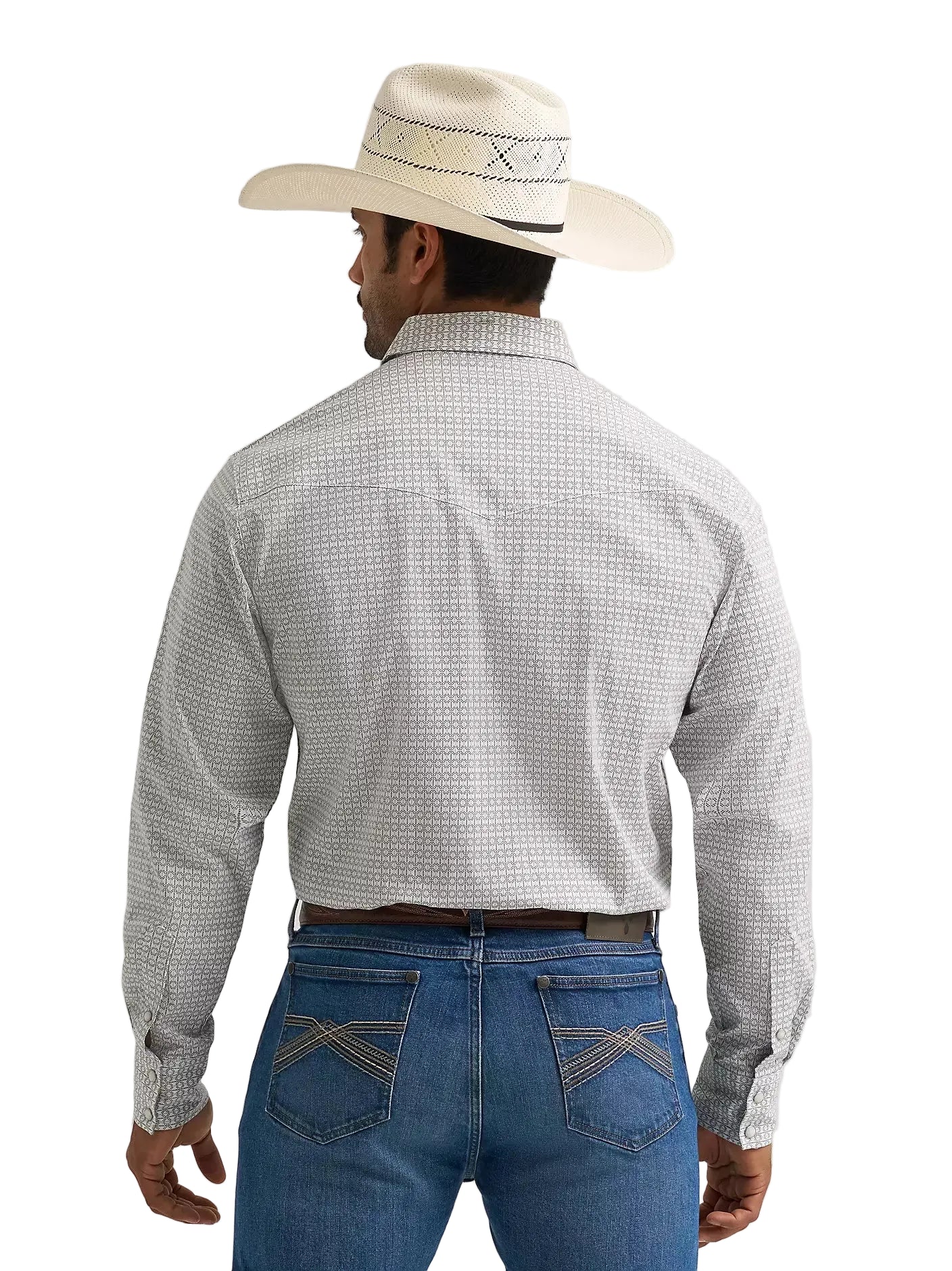 Men's Wrangler 20X® Gray Diamond Competition Advanced Comfort Long Sleeve Two Pocket Western Snap Shirt 112374296