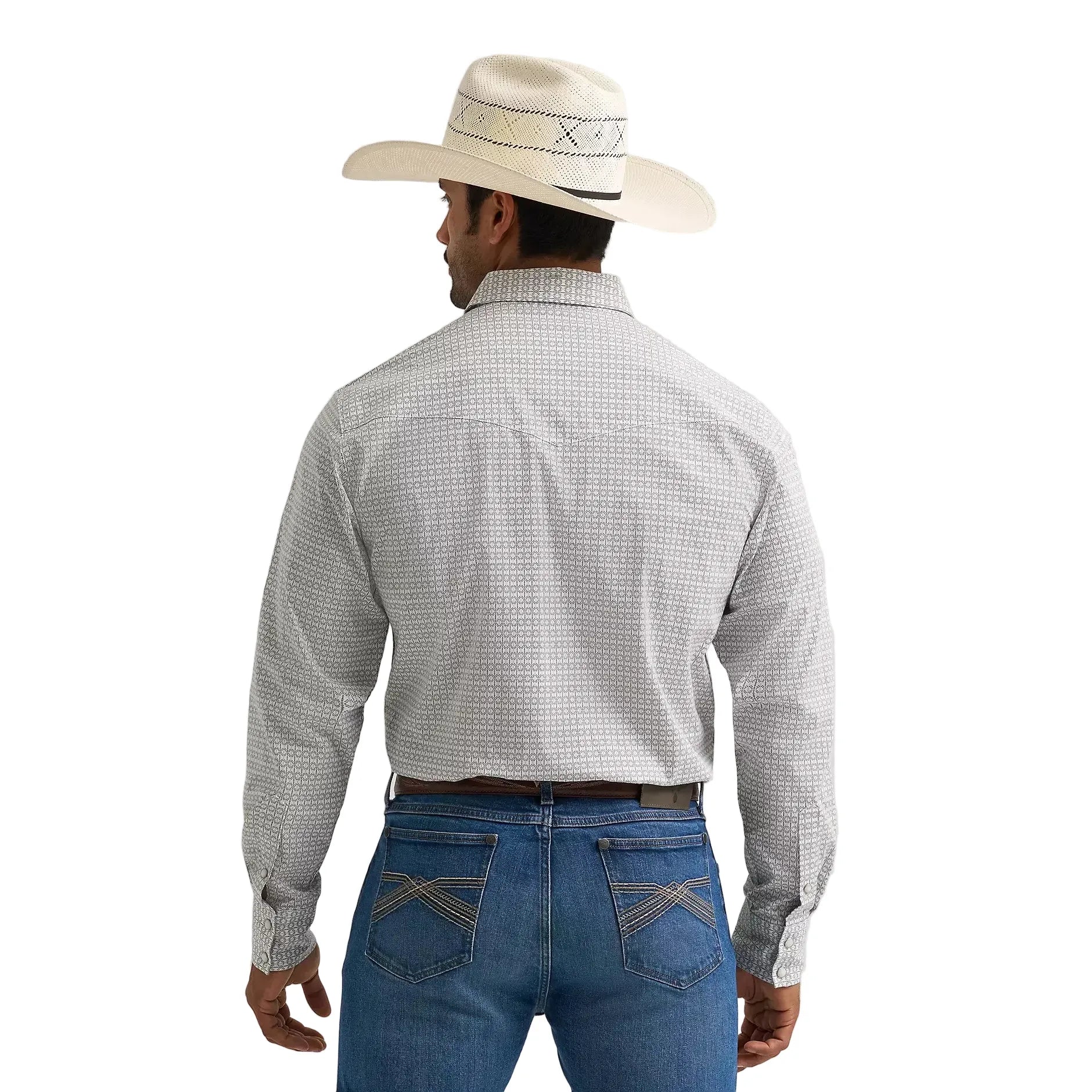 Men's Wrangler 20X® Gray Diamond Competition Advanced Comfort Long Sleeve Two Pocket Western Snap Shirt 112374296