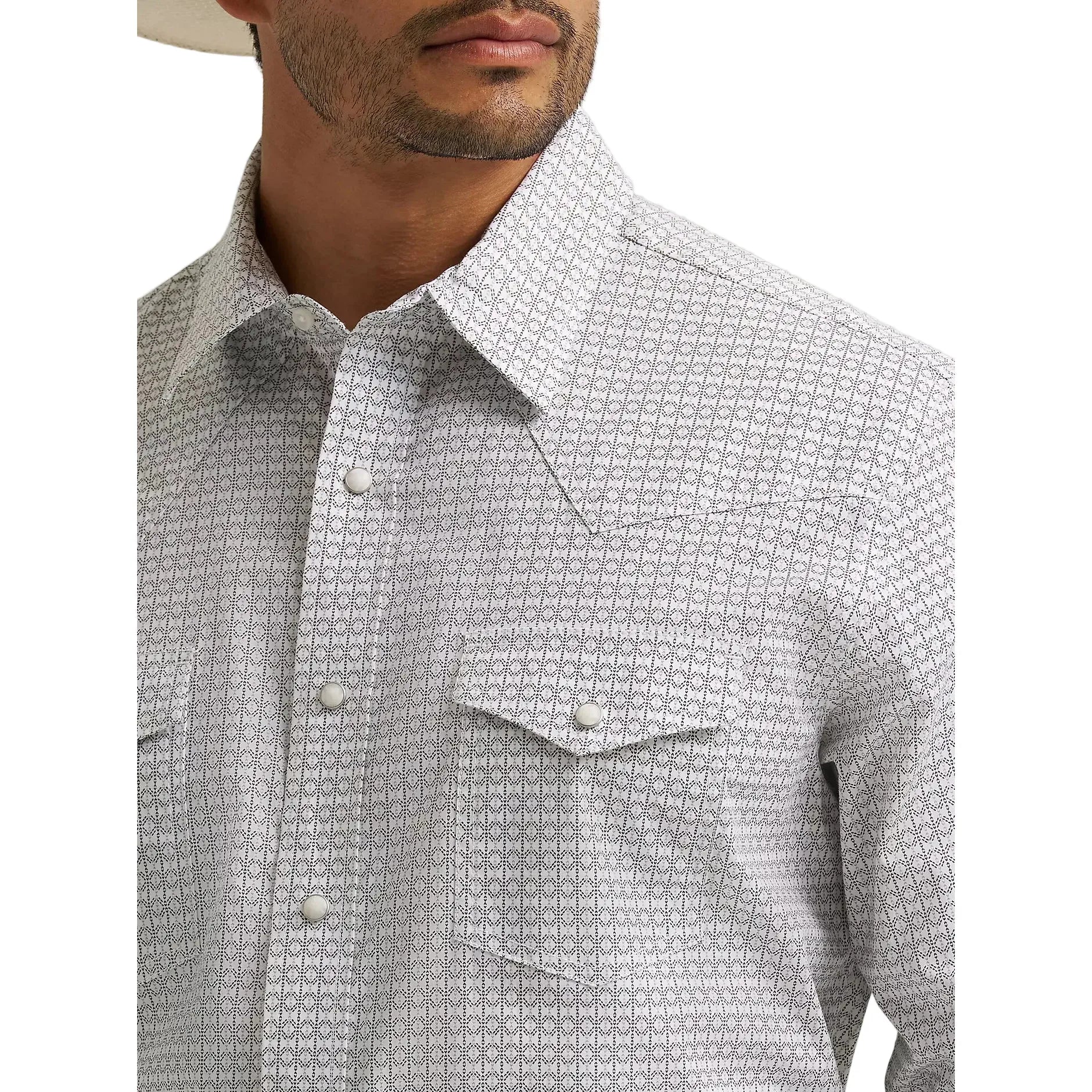 Men's Wrangler 20X® Gray Diamond Competition Advanced Comfort Long Sleeve Two Pocket Western Snap Shirt 112374296