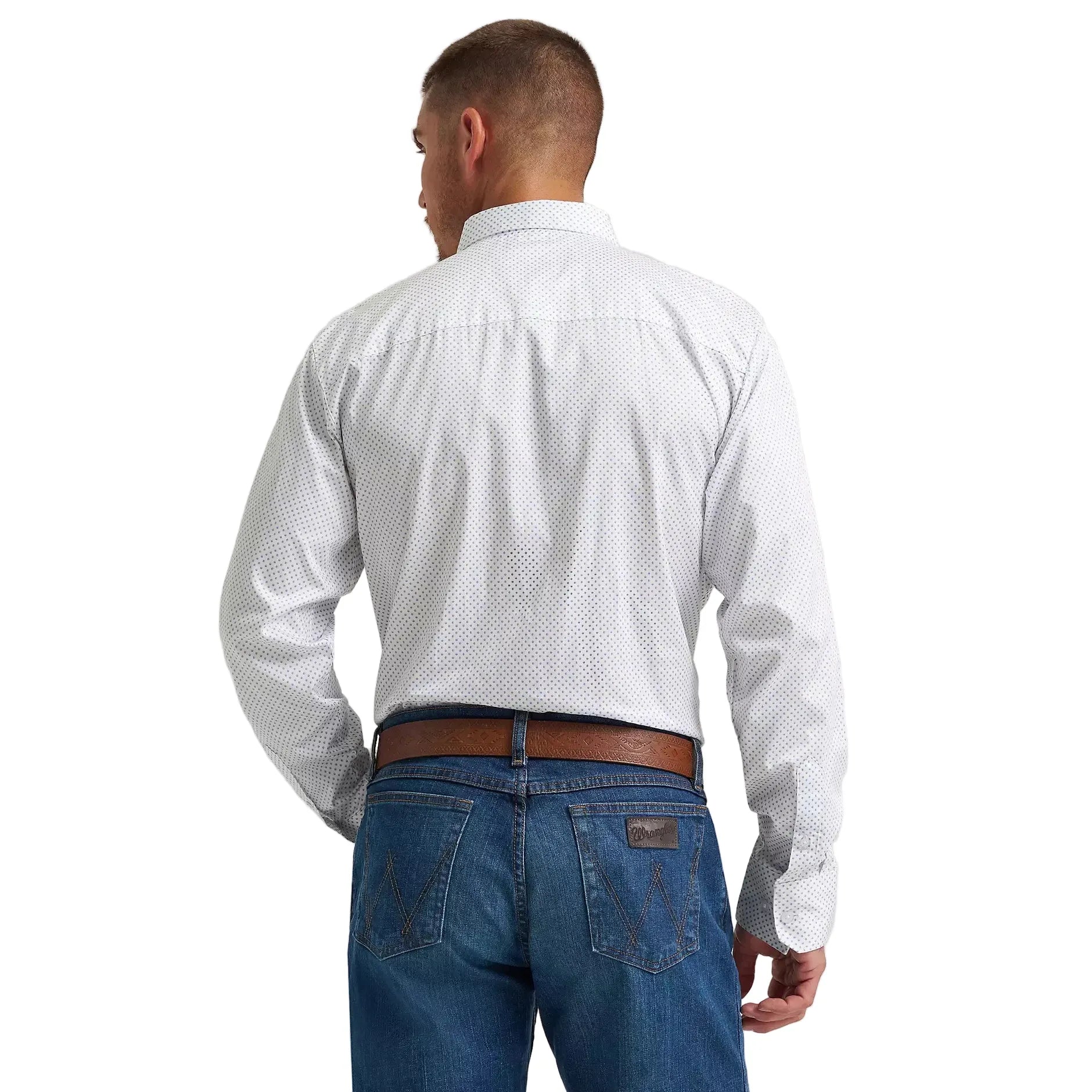 Men's Wrangler® George Strait™ Peachy Plaid Long Sleeve Button Down One Pocket Shirt 112374610