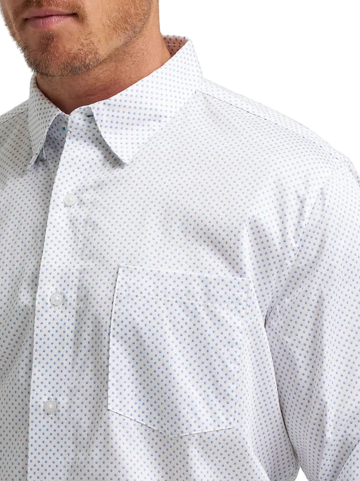 Men's Wrangler® George Strait™ Peachy Plaid Long Sleeve Button Down One Pocket Shirt 112374610