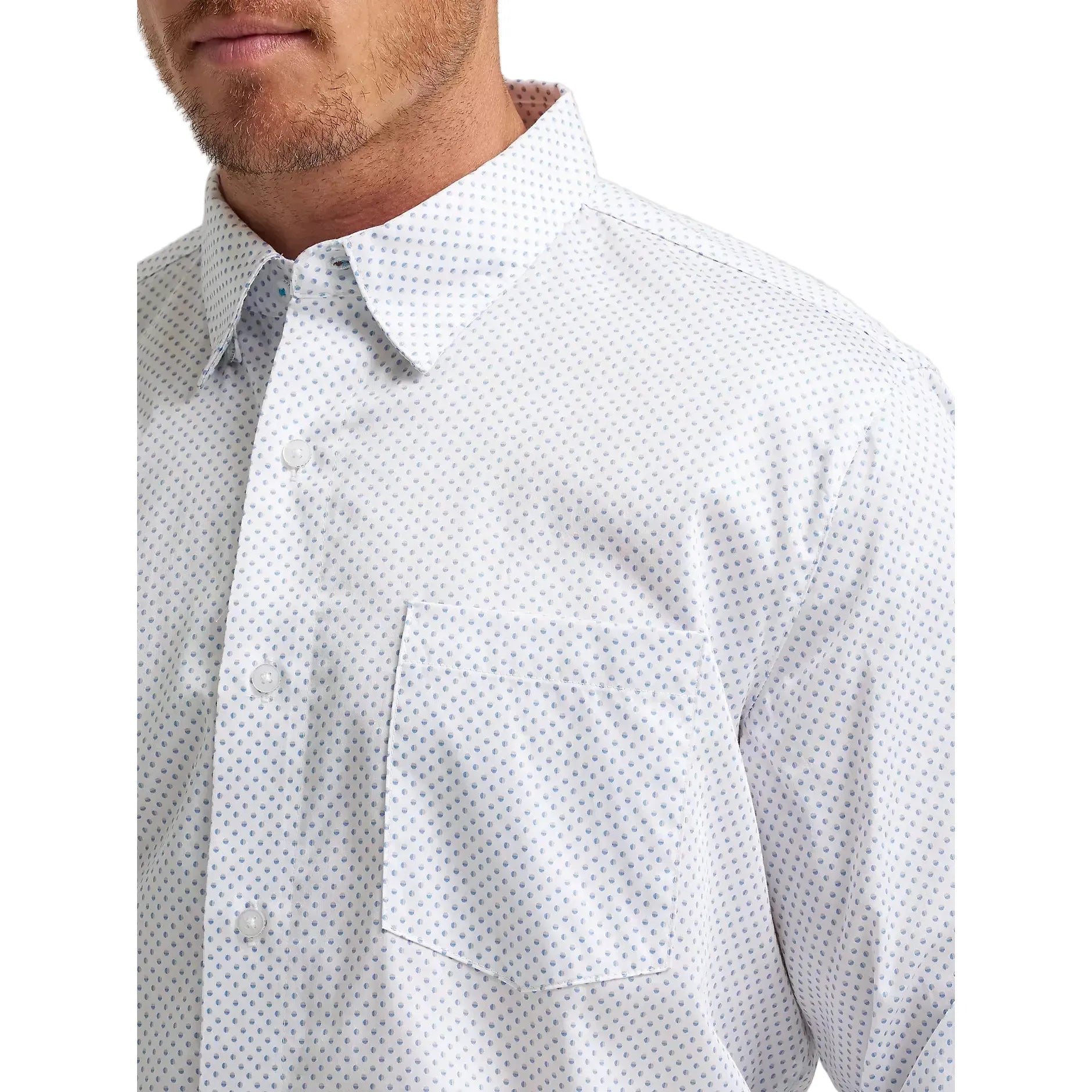 Men's Wrangler® George Strait™ Peachy Plaid Long Sleeve Button Down One Pocket Shirt 112374610