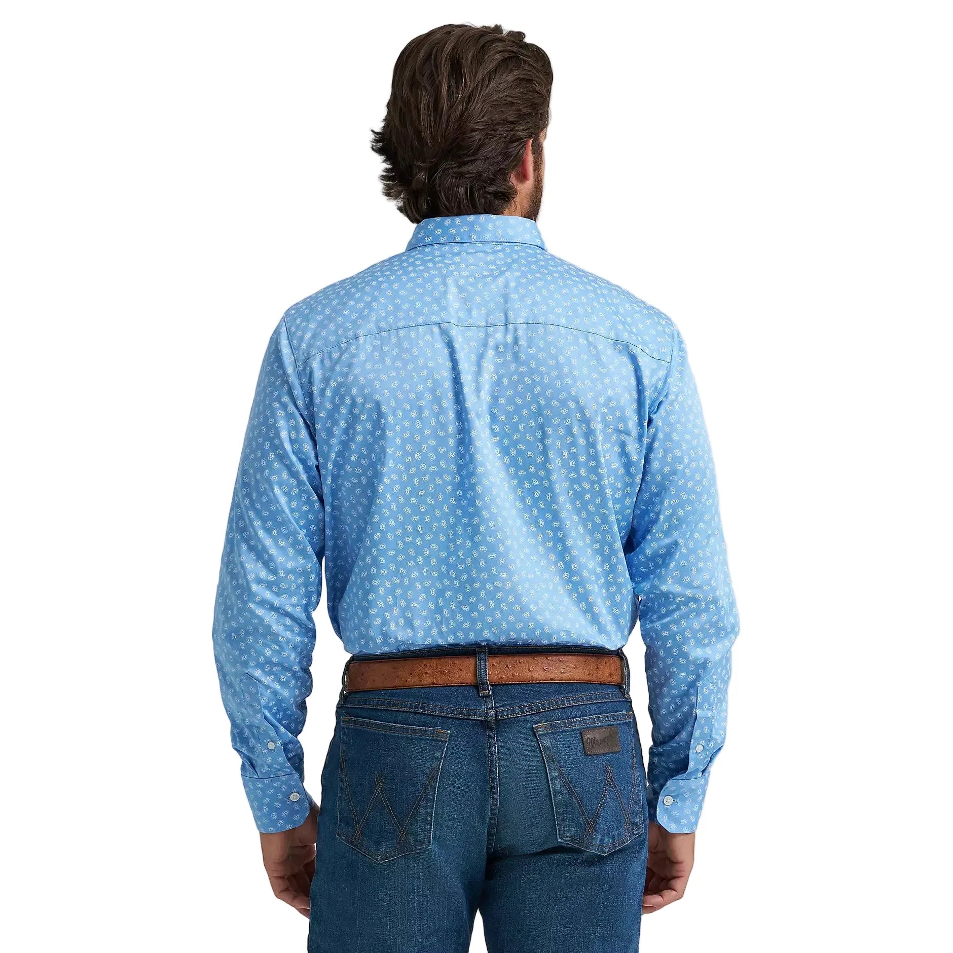 Men's Wrangler Cody Johnson Azure Paisley One Pocket Button Down Shirt 112374495