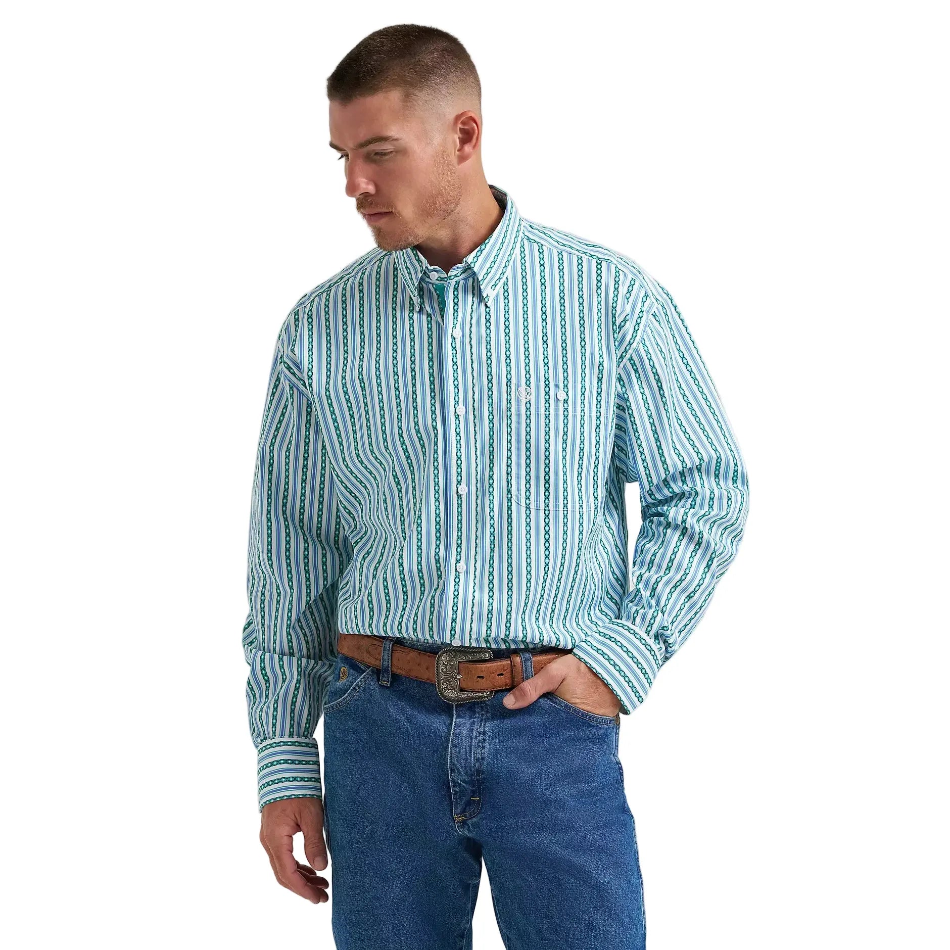 Men's Wrangler George Strait Long Sleeve Button Down One Pocket Shirt 112374596