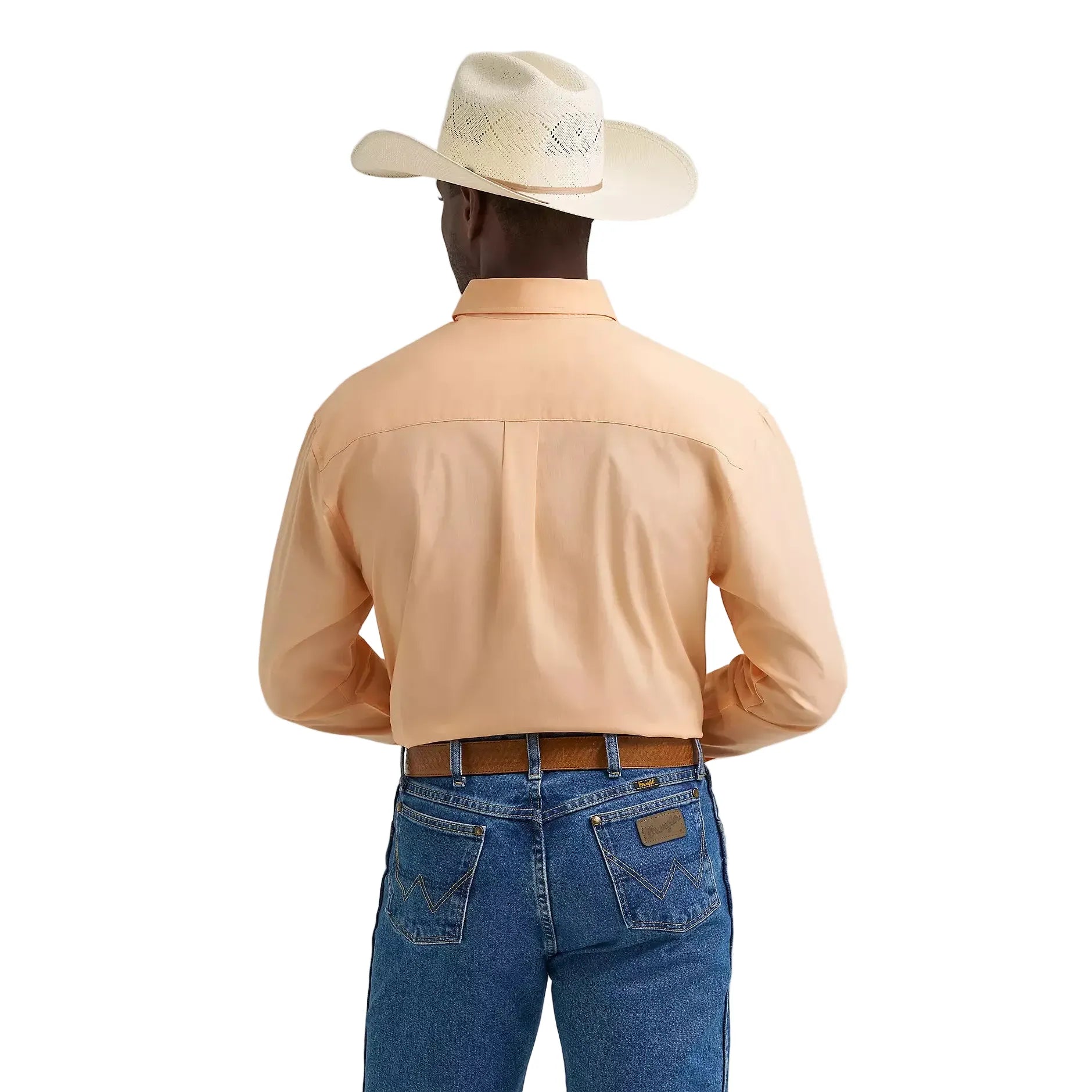 Men's Wrangler® George Strait™ Peachy Solid One Pocket Button Down Shirt 112374608