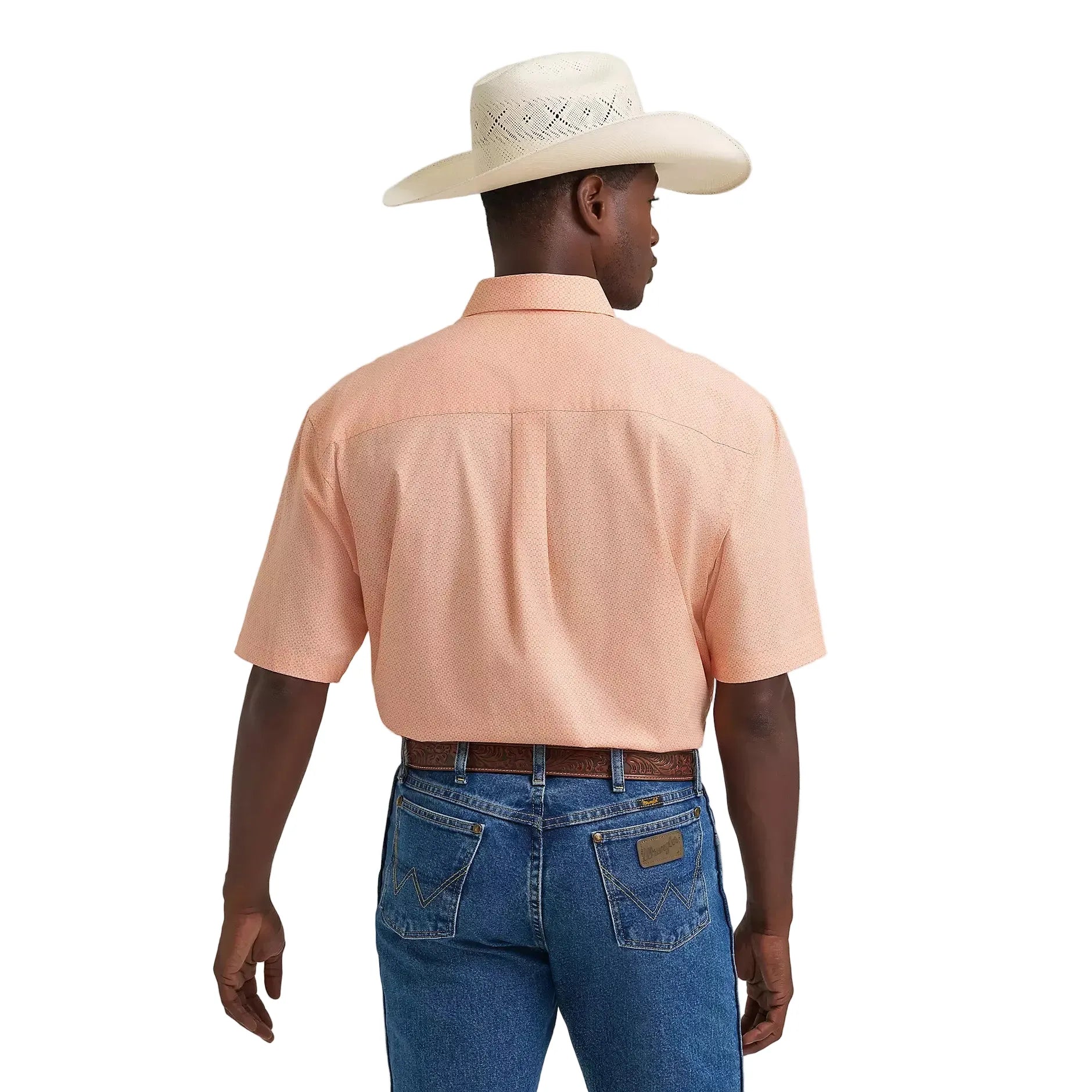 Men's Wrangler George Strait Peach Short Sleeve Button Down Shirt 112374611